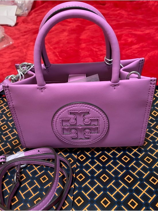 Tory Burch Handbags - Tory Burch Lilac Leather Mini Tote with Logo Medallion